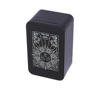 Boîte de rangement en métal Yfenglhiry pour cartes de jeu, tarots, tarots et cartes de jeu, 13 x 8.3 x 6 cm, Style A, Noir, Rectangulaire, Robuste et Portable