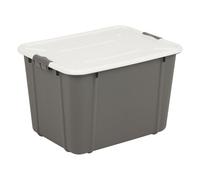 Boîte de rangement en plastique avec couvercle, 30L, couleur gris foncé
