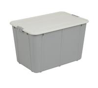 Boîte de rangement en plastique avec couvercle, 60L, couleur grise élégante