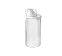 Boîte de rangement en plastique avec grande capacité et couvercle facile à ouvrir, pot transparent pour poudre ou liquide (rond, 1 350 ml)