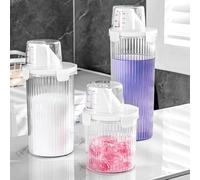 Boîte de rangement en plastique avec large ouverture pour une distribution rapide du linge, du savon en poudre, taille compacte pour étagères, armoires et buanderies (ronde (1 350 ml)