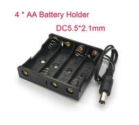 Boîte de rangement en plastique de support de batterie de 4x1.5 V AA avec la prise de puissance de DC5.5 * 2.1mm