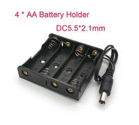 Boîte de rangement en plastique de support de batterie de 4x1.5 V AA avec la prise de puissance de DC5.5 * 2.1mm