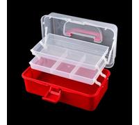 Boîte de rangement en plastique multicouche avec 3 plateaux cantilever pour le rangement de matériel de pêche, de bijoux, de perles, d'accessoires, portable et compacte (a)