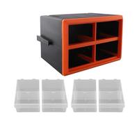 Boîte de rangement en plastique pour composants électroniques et petits outils - Armoire de rangement murale empilable à 4 ou 12 grilles - 250 x 180 x 170 mm (4 grilles orange)