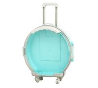 Boîte de rangement en plastique pour jouets, mini valise ronde multifonctionnelle, boîte de rangement cosmétique avec roue pour le voyage à la maison (bleu)