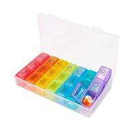 Boîte de rangement en plastique pour pilulier 7 jours 3 fois par jour hebdomadaire avec 21 compartiments Grand format portable 20 x 11 x 4 cm