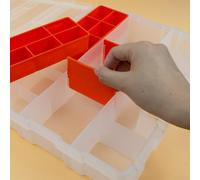 Boîte de rangement en plastique PP pour petites pièces pour matériel, outils, vis et fixations - 220 x 290 x 60 mm - Boîte à outils de tri pour atelier