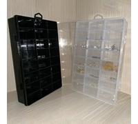 Boîte de rangement en plastique rigide avec 24 compartiments réglables pour objets d'artisanat, petits accessoires, pilules et composants électroniques avec boucle de suspension portable