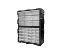 Boîte de rangement en plastique robuste à 39 tiroirs transparents avec séparateurs réglables pour petits matériels, vis, écrous, boulons, outils d'atelier, orange (noir 39 tiroirs)