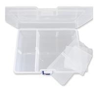 Boîte de Rangement en Plastique Transparent pour Perles - 16,5 x 12 x 5,8 cm - 6 Compartiments avec Couvercle pour Petites Pièces