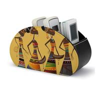 Boîte de rangement en similicuir pour télécommandes, organiseur de bureau à 5 compartiments, imprimé créatif sur le thème de la culture africaine, porte-télécommandes pour télécommandes, fournitures