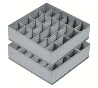 Boîte de rangement en tissu à 24 compartiments - Organisateur pliable et empilable pour chaussettes, cravates et sous-vêtements - Diviseur de tiroir peu encombrant, Grey 24 Grids, Taglia Unica