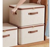Boîte de rangement en tissu pliable avec couvercle pour vêtements, jouets et organisation de la maison. Organisateur en coton et lin pour la chambre à coucher L,M,S,XLCoton & Lin