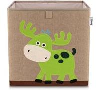 LIFENEY 833096 Boîte de rangement cerf, Coffre à jouet, Feutre, Polyester, Effet lin, Coloré, Brun, 33 x 33 x 33 cm