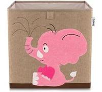 Lifeney 833102 Boîte de rangement éléphant rose, Coffre à jouet, Feutre, Polyester, Effet lin, Coloré, 33 x 33 x 33 cm