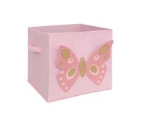 Atmosphera for Kids – Boîte de rangement en velours Papillon 29x29 cm Rose