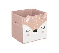 Atmosphera – Bac de rangement enfant Biche Joey – 29x29 cm – Rose