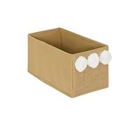 Boîte de rangement enfant - Pompons - Rectangulaire 29x14x14cm - Naturel