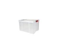 SUNDIS Clip’N Store, boîte de rangement 45L en plastique transparent, renforcée avec couvercle clipsable, aptes au contact alimentaire, parois droites, superposable et combinable
