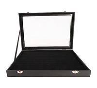 Boîte de rangement et présentoir pour bagues,Plateau avec 100 fentes,et couvercle transparent,avec rangement pour boucles d'oreilles et boutons de manchette
