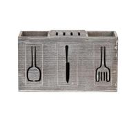 Boîte de rangement for comptoir de cuisine, organiseur de couverts en bois rustique, support à ustensiles de cuisine à 3 sections, bac à couverts de cuisine de style ferme