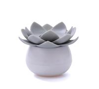 Boîte de Rangement for Cotons-tiges avec Couvercle, Porte-Cure-Dents, Organiseur en Forme de Lotus, Accessoires de Salle de Bain(Gray S No Lid)