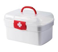 Boîte de rangement for médicaments extra large avec poignées, boîte de premiers secours, conteneur à médicaments avec plateau amovible(Blue-M)