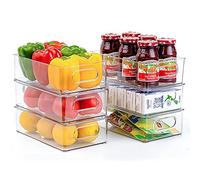 Boite de Rangement Frigo Transparent, Lot de 6 Organisateur Frigo,Empilable Organisateur Frigo pour Le Réfrigérateur, la Cuisine, Le Garde-Manger, Les Armoires et Les Comptoirs-25.5*14.56* 7.65cm