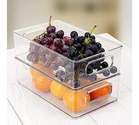 Boite de Rangement Frigo Transparent, Lot de 6 Organisateur Frigo,Empilable Organisateur Frigo pour Le Réfrigérateur, la Cuisine, Le Garde-Manger, Les Armoires et Les Comptoirs-25.5*14.56* 7.65cm