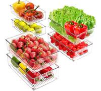 Boîte de rangement frigo transparente - LA RURALE - 6 pièces - 3 tailles - Empilable - Poignée intégrée - Sans BPA