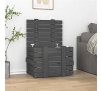Boîte de rangement Gris 58x40,5x42 cm Bois massif de pin Gris G