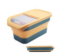 Boîte de rangement hermétique pour nourriture pour chien, design pliable, couvercle à charnière, roulettes intégrées, idéal pour armoire, comptoir, cuisine, voyage, -manger, 43 x 25,8 x 20 cm