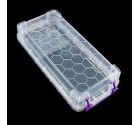 Boîte de rangement hexagonale en plastique transparent pour vis, papeterie, pièces d'atelier - 21,5 x 10 x 4,3 cm avec couvercle à pression et