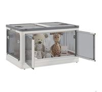 Boîte de rangement - HOMCOM - 99L - pliable et empilable - en plastique - couvercle et 4 roulettes, accès à 5 côtés - blanc