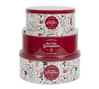 HOME DECO FACTORY Boîtes de rangement en métal BT6804 lot de 3 Noël rouge/blanc 30x20x15 cm