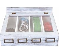 Boîte de rangement MENDLER HWC-C25, boîte à thé, Paulownia 17x37x33cm blanc, shabby Blanc
