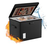 Boîte de rangement ignifuge pour documents et bandes dessinées, 39,5 x 38 x 29 cm, grande boîte pliable avec verrou, conteneur robuste pour magazines, journaux et dessiner