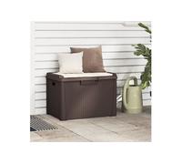 Boîte de rangement jardin coussin de siège marron 125 L PP