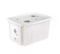 keeeper Boîte de rangement Karolina – 45 L pour enfants, pivotante et empilable, Nordic White