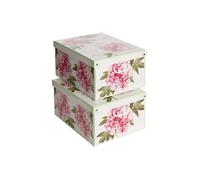 Boîte de rangement - LAVATELLI - Peonie Pivoines - Lot de 2 - Avec couvercle - Carton recyclable