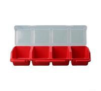 Boîte de rangement légère en plastique pour vis, boulons, rondelles et ancrages avec couvercle supérieur transparent haute visibilité (rouge)