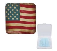 Boîte de rangement légère pour masques, drapeau américain vintage du 4 juillet imprimé des États-Unis, élégant et portable, étui de protection moderne pour masque compact, Boîte de rangement pour