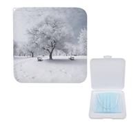 Boîte de rangement légère pour masques, imprimé arbre de neige blanc, élégant et portable, étui de protection moderne pour masque compact, Boîte de rangement pour masque, 5.1"x5.1", Moderne