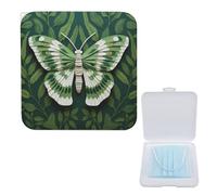 Boîte de rangement légère pour masques, imprimé papillon blanc, élégant et portable, étui de protection moderne pour masque compact, Boîte de rangement pour masque, 5.1"x5.1", Moderne