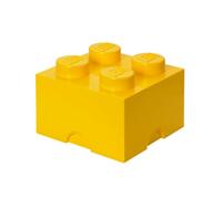 Boîte de Rangement LEGO Brique 4 Plots jaune - Boîte Empilable avec Couvercle, 5,6 l - Produit LEGO, Rangement Bureau, Chambre, Boîte à Jouets
