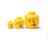 Boîte de rangement - LEGO - Tête comique - Jaune vif - 25 cm de haut - Empilable