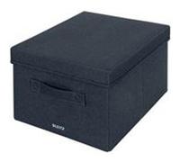 Leitz Boîtes de rangement en tissu avec couvercle – Lot de 2 cubiques, pliables, gris velours moyen