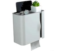Boîte de rangement magnétique étanche pour salle de bain avec double sortie, fenêtre transparente, étagère multi-compartiments, dessus antidérapant, 25 x 23 x 13 cm, blanc laiteux, gris fumé pour