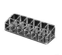 Boîte de Rangement Maquillage 12 Cases Transparente pour à Lèvres et Bijoux - Organiseur Cosmétique pour robuste en Plastique 17x6cm